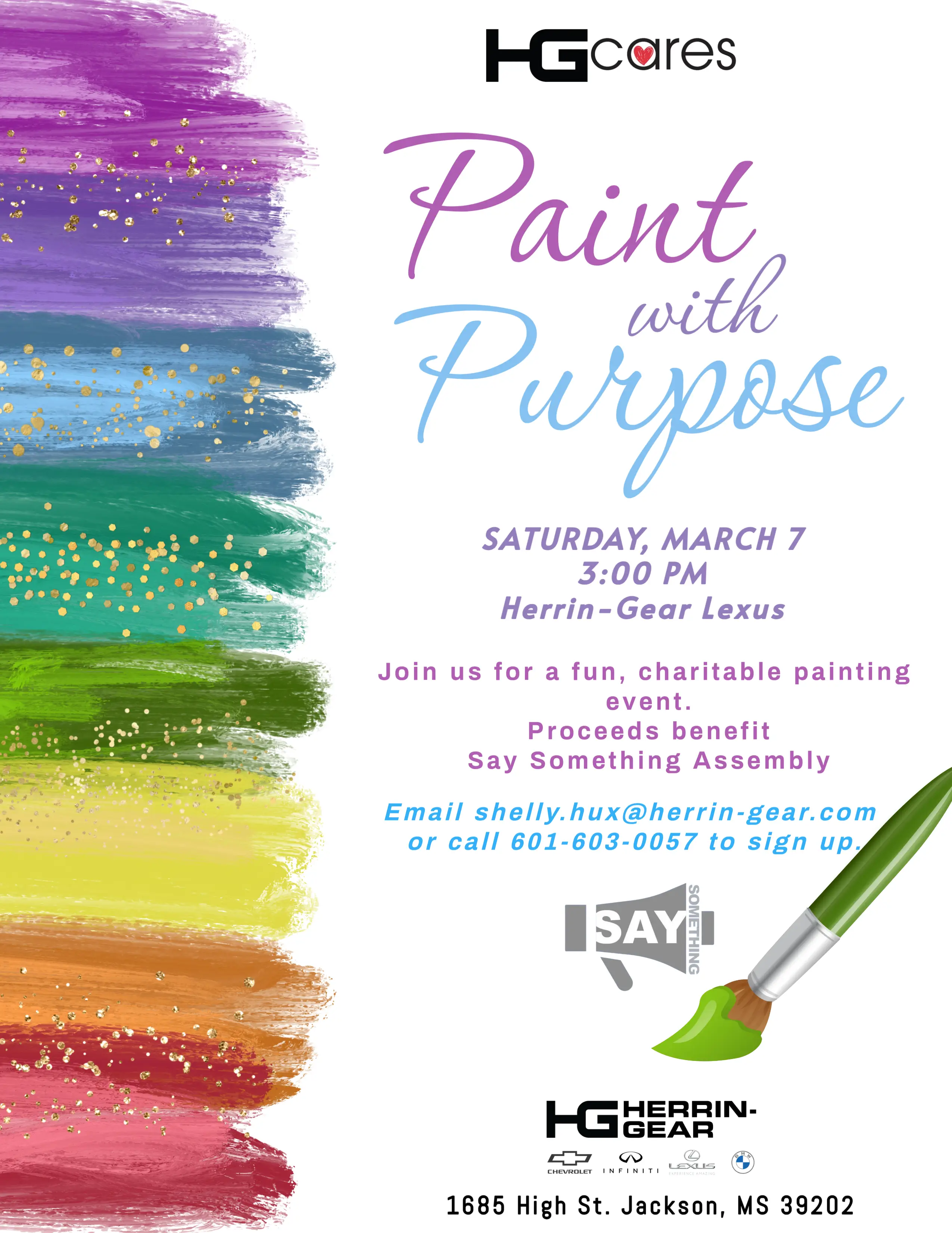 HG Cares Paint with Purpose Event Flyer